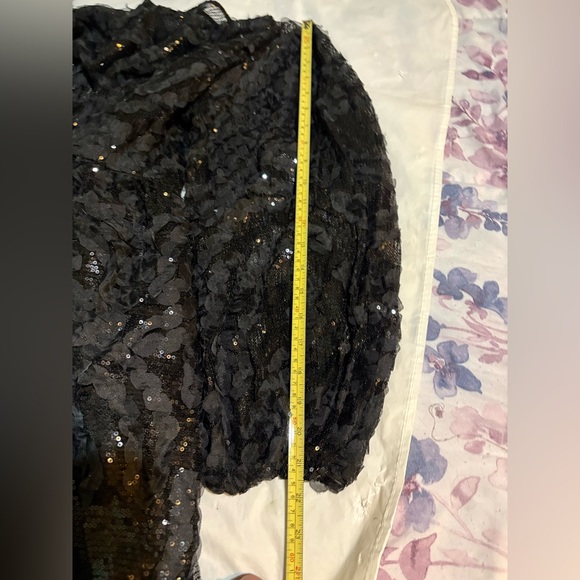 Eloquii Black Sheer Sequin Long Sleeve Dress - Picture 9 of 14